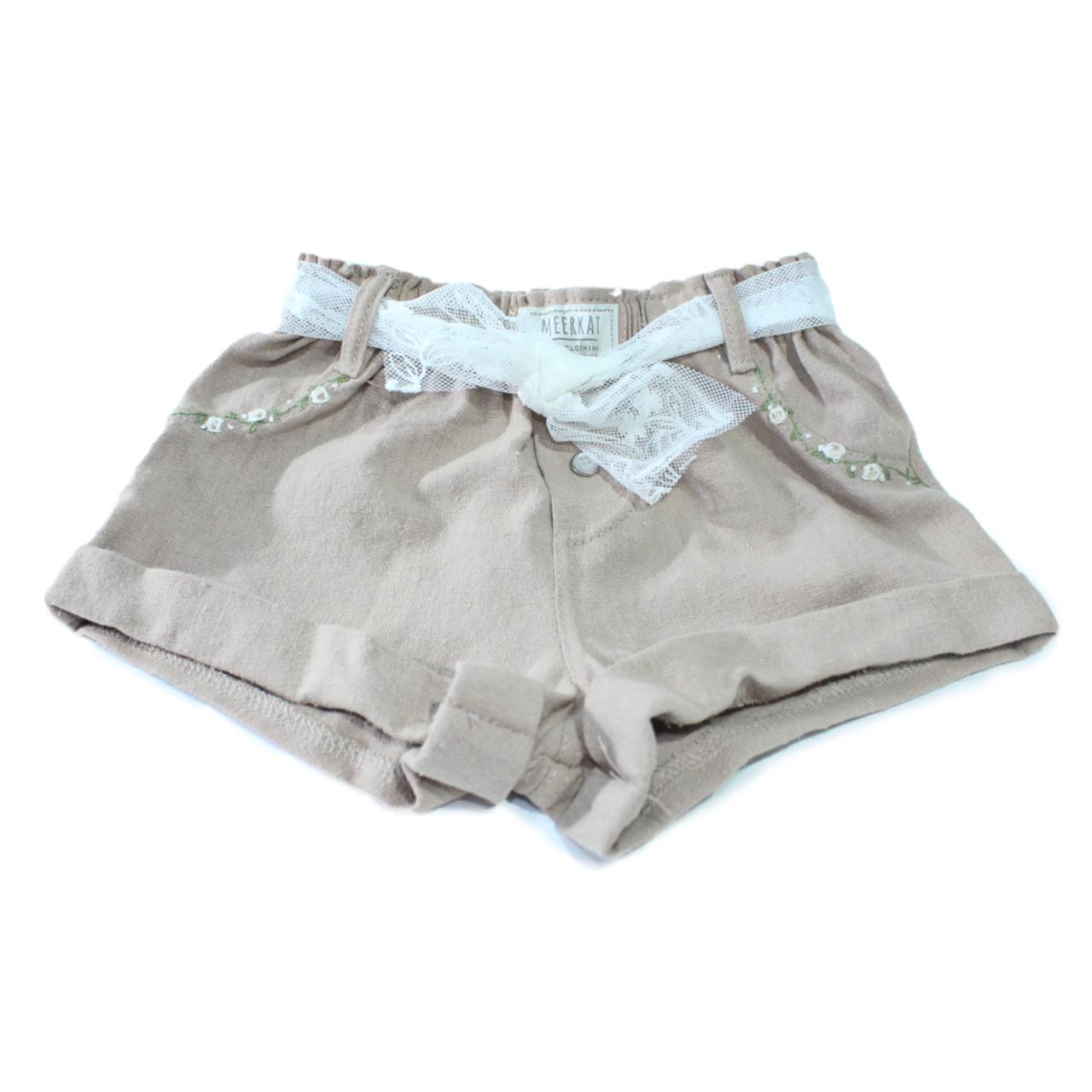 Biscuit linen shorts