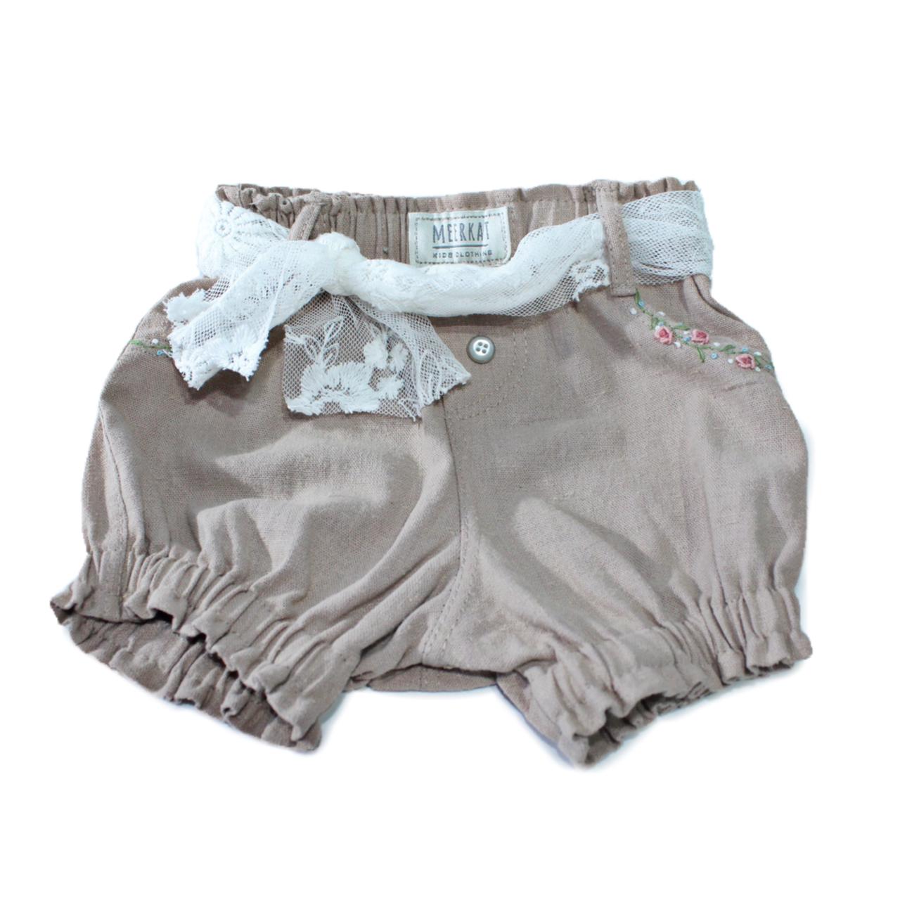 Biscuit linen shorts