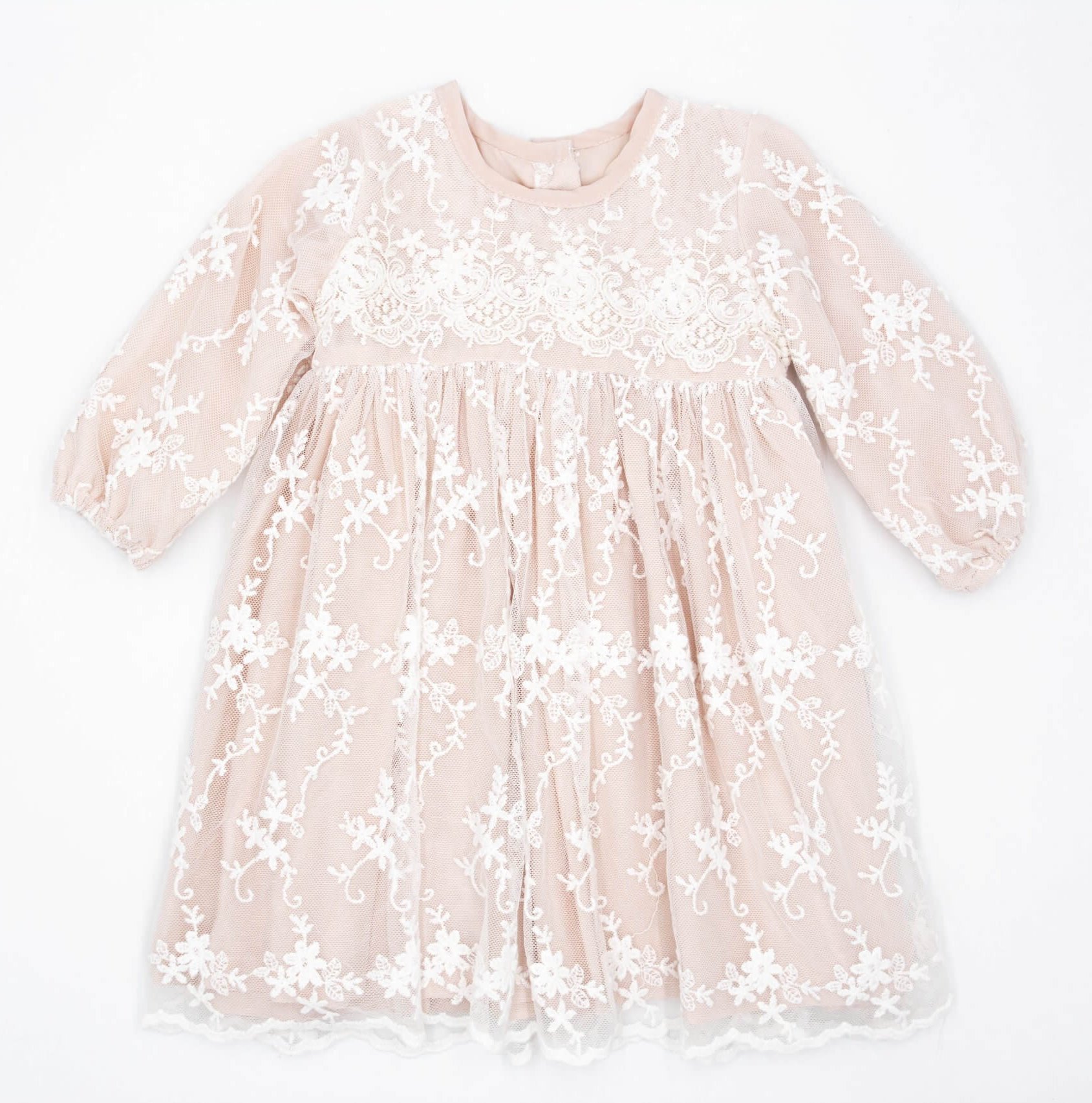 Fleur Vintage Lace Dress - Flesh